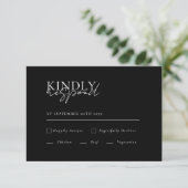 Modern, minimaal, zwart, QR-code bruiloft RSVP Informatiekaartje (Staand voorkant)