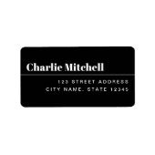 Modern minimaal zwart retouradres etiket (Voorkant)