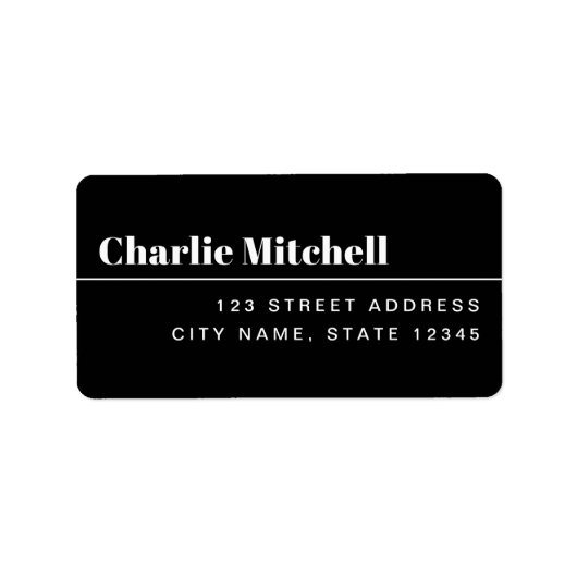 Modern minimaal zwart retouradres etiket (Voorkant)