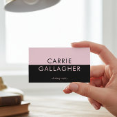 Modern Minimaal Zwart Roze Geometrisch Monogram QR Visitekaartje