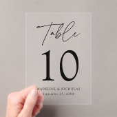 Modern minimaal zwart script acryl tafel nummer acryl uitnodigingen (Insitu (Draagbaar))