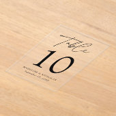 Modern minimaal zwart script acryl tafel nummer acryl uitnodigingen (Laagn)