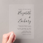 Modern Minimaal Zwart Script Bruiloft Acryl Uitnodigingen (Insitu (Draagbaar))