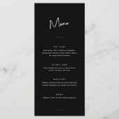 Modern Minimaal Zwart Script Bruiloft Menu (Voorkant)
