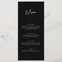 Modern Minimaal Zwart Script Bruiloft Menu