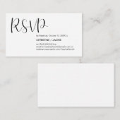 Modern, minimaal, zwart script, RSVP-reactie Informatiekaartje (Voorkant / Achterkant)