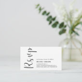 Modern, minimaal, zwart script, RSVP-reactie Informatiekaartje (Staand voorkant)