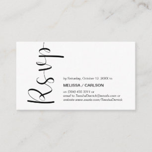 Modern, minimaal, zwart script, RSVP-reactie Informatiekaartje
