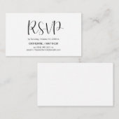Modern, minimaal, zwart script, RSVP-reactie Informatiekaartje (Voorkant / Achterkant)