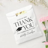 Modern Minimaal Zwart Serif Afstuderen Bedankzakje (Gezegeld)