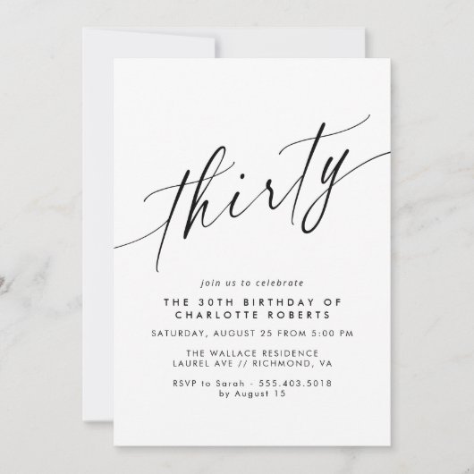 Modern minimaal | Zwart-wit 30ste verjaardag Kaart (Voorkant)