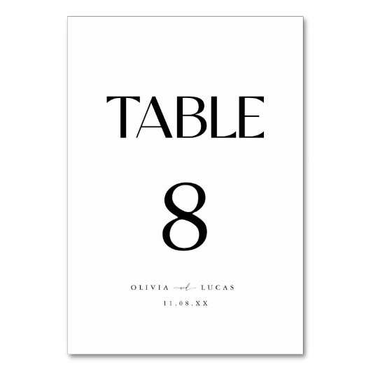 Modern & minimaal zwart-wit bruiloft kaart (Voorkant)