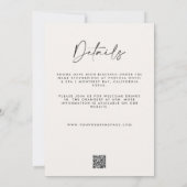 Modern minimaal zwart wit detail QR code bruiloft Kaart (Achterkant)
