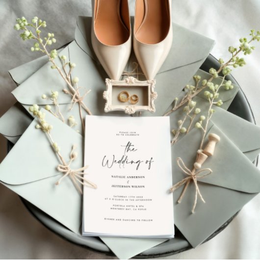 Modern minimaal zwart wit detail QR code bruiloft Kaart