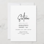 Modern Minimaal Zwart & Wit Foto Zoet 16 Kaart (Voorkant)