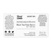 Modern minimaal zwart & wit gezicht serum product etiket (Voorkant)