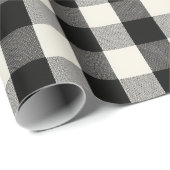 Modern Minimaal Zwart Wit Gingham Plaid Patroon Cadeaupapier (Rol Hoek)