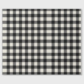 Modern Minimaal Zwart Wit Gingham Plaid Patroon Cadeaupapier (Vlak)
