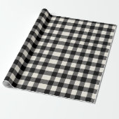 Modern Minimaal Zwart Wit Gingham Plaid Patroon Cadeaupapier (Uitgerold)