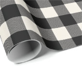 Modern Minimaal Zwart Wit Gingham Plaid Patroon Cadeaupapier (Rol Hoek)