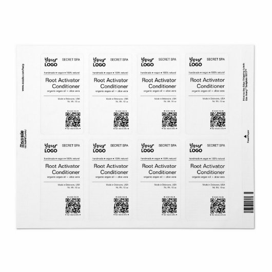 Modern Minimaal Zwart-Wit Haarverzorgingsproduct Etiket (Full Sheet)