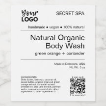 Modern Minimaal Zwart-Wit QR Body Wash Label