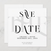 Modern minimaal zwart & wit save the date (Voorkant / Achterkant)