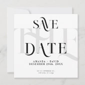 Modern minimaal zwart & wit save the date (Voorkant)