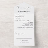 Modern Minimaal Zwart Wit Script Bruiloft All In One Uitnodiging (Binnen)