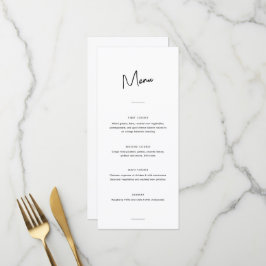 Modern Minimaal Zwart-Wit Script Bruiloft Menu