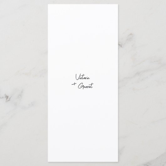 Modern Minimaal Zwart Wit Script Bruiloft Menu (Achterkant)