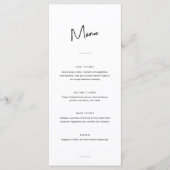 Modern Minimaal Zwart Wit Script Bruiloft Menu (Voorkant)