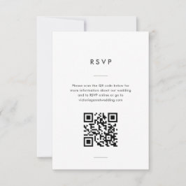 Modern Minimaal Zwart Wit Script Bruiloft RSVP Kaartje