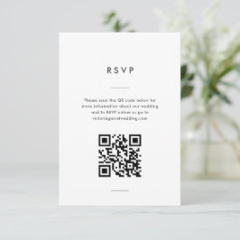 Modern Minimaal Zwart Wit Script Bruiloft RSVP Kaartje