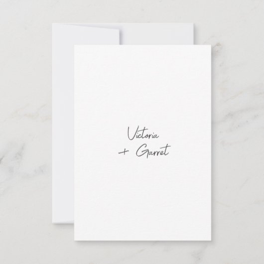 Modern Minimaal Zwart Wit Script Bruiloft RSVP Kaartje (Achterkant)