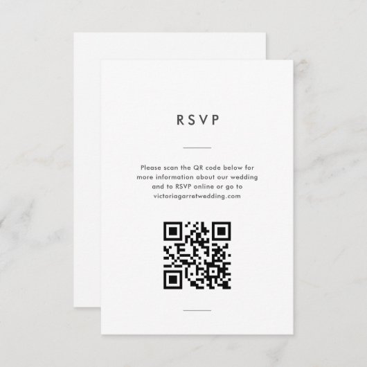 Modern Minimaal Zwart Wit Script Bruiloft RSVP Kaartje (Voorkant / Achterkant)