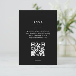 Modern Minimaal Zwart-Wit Script Bruiloft RSVP Kaartje
