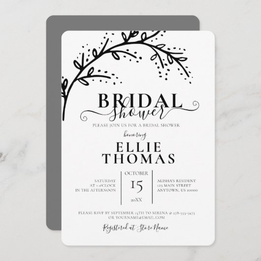 Modern minimaal zwart-wit Vrijgezellenfeest Kaart (Voorkant / Achterkant)