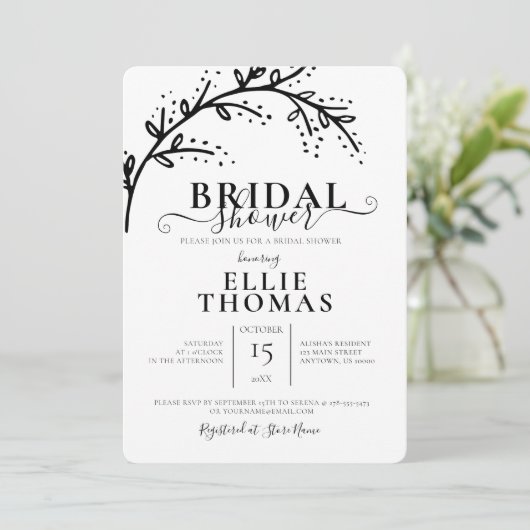 Modern minimaal zwart-wit Vrijgezellenfeest Kaart (Staand voorkant)