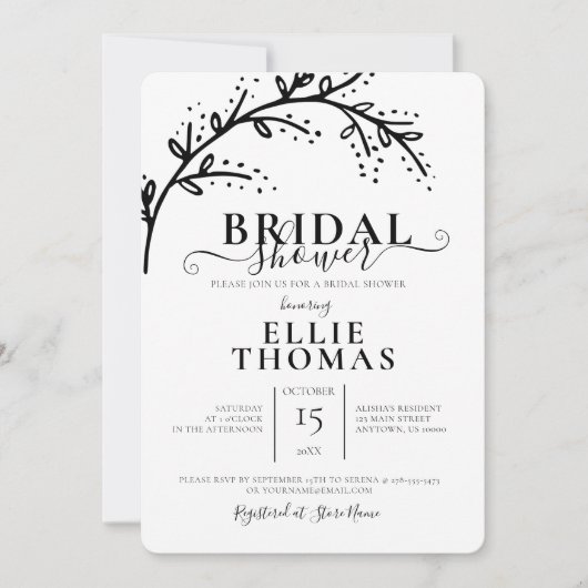 Modern minimaal zwart-wit Vrijgezellenfeest Kaart (Voorkant)