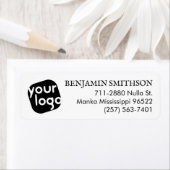 Modern Minimaal Zwart Witte Aangepaste Retouradres Etiket (Insitu)