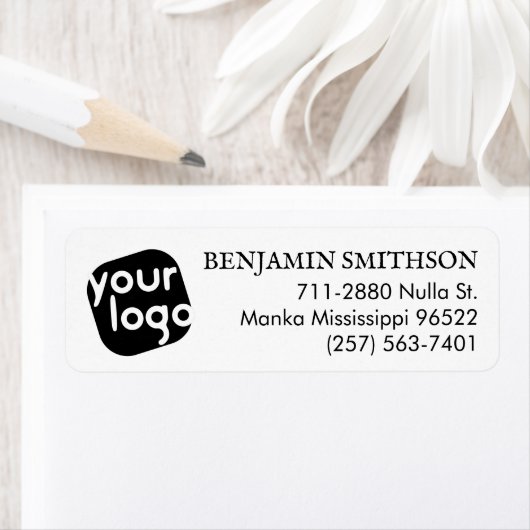 Modern Minimaal Zwart Witte Aangepaste Retouradres Etiket (Insitu)
