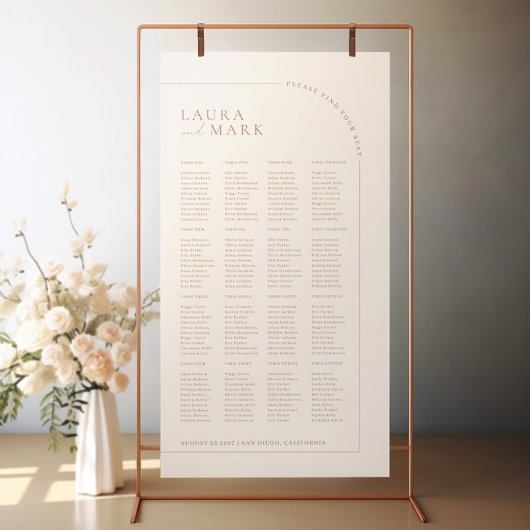 Modern Minimal 160 Guests Wedding Seating Charts Poster