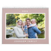 Modern Minimal 2026 Familie Aangepaste Fototekst Kalender (Hoes)