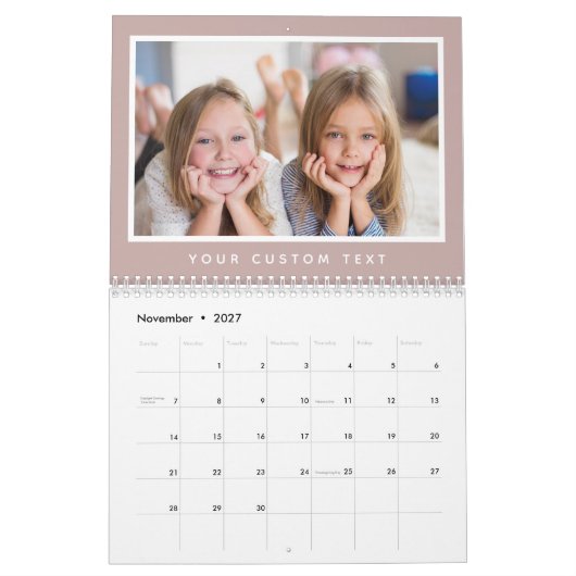 Modern Minimal 2026 Familie Aangepaste Fototekst Kalender (Nov 2027)