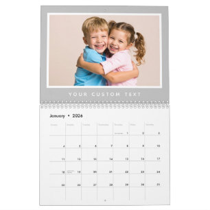 Modern Minimal 2026 Familie Aangepaste Fototekst Kalender