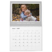 Modern Minimal 2026 Familie Aangepaste Fototekst Kalender (Mar 2027)