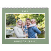 Modern Minimal 2026 Familie Aangepaste Fototekst Kalender (Hoes)