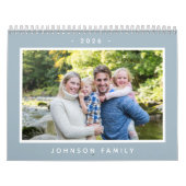 Modern Minimal 2026 Familie Aangepaste Fototekst Kalender (Hoes)