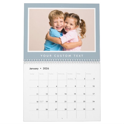 Modern Minimal 2026 Familie Aangepaste Fototekst Kalender (Jan 2026)